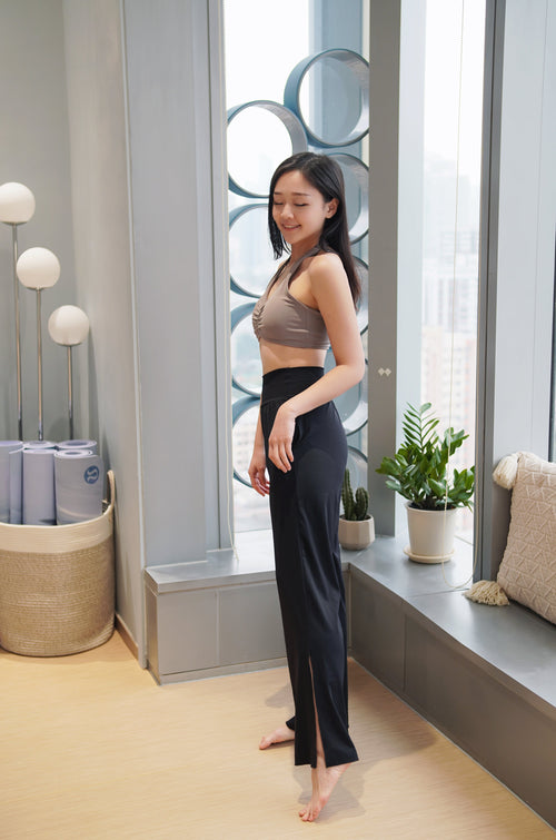 ISLABP001 High waisted slit banding pant (Black)