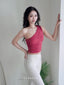 ISLAB057 One shoulder shirring long bra top