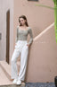 ISLACB034 Button long sleeve crop top(Fixed Pad)