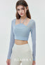 ISLACB046 Mist Sheer Long Sleeve Crop Top (Fixed Pad)