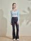 ISLACB008 Long sleeve fake two-piece halter neck crop top (3 colors) (固定胸墊)