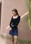 ISLACB034 Button long sleeve crop top(Fixed Pad)