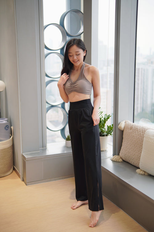 ISLABP001 High waisted slit banding pant (Black)