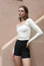 ISLACB034 Button long sleeve crop top(Fixed Pad)