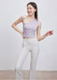 ISLAB057 One shoulder shirring long bra top