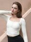 ISLACB034 Button long sleeve crop top(Fixed Pad)
