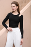 ISLACB011 Cotton cut out long sleeve crop top(固定胸墊)