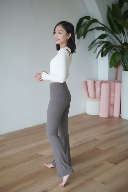 ISLACB011 Cotton cut out long sleeve crop top(固定胸墊)