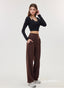 ISLACB045 Layered Elegance Button Long Sleeve crop Top (Fixed Pad)