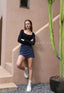 ISLACB034 Button long sleeve crop top(Fixed Pad)