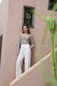 ISLACB034 Button long sleeve crop top(Fixed Pad)