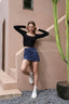 ISLACB034 Button long sleeve crop top(Fixed Pad)
