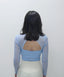 ISLACB015 Sheer shirring long sleeve crop top (4 Colours) (固定胸墊)