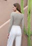 ISLACB034 Button long sleeve crop top(Fixed Pad)