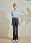 ISLACB008 Long sleeve fake two-piece halter neck crop top (3 colors) (固定胸墊)