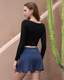 ISLACB034 Button long sleeve crop top(Fixed Pad)