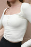ISLACB034 Button long sleeve crop top(Fixed Pad)