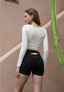 ISLACB034 Button long sleeve crop top(Fixed Pad)