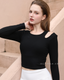 ISLACB011 Cotton cut out long sleeve crop top(固定胸墊)