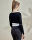 ISLACB008 Long sleeve fake two-piece halter neck crop top (3 colors) (固定胸墊)