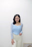 ISLACB015 Sheer shirring long sleeve crop top (4 Colours) (固定胸墊)