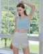 ISLAB047 Mint cooling front cross thick strap bra top