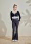 ISLACB008 Long sleeve fake two-piece halter neck crop top (3 colors) (固定胸墊)