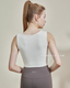 ISLAB054 Thick strap shirring bra top (Fixed Pad)