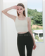 ISLAB017 Double thin strap long bra top(固定胸墊)