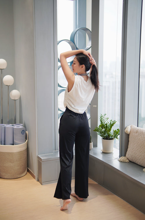 ISLABP001 High waisted slit banding pant (Black)