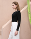ISLACB011 Cotton cut out long sleeve crop top(固定胸墊)