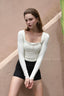 ISLACB034 Button long sleeve crop top(Fixed Pad)