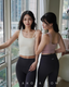 ISLAB017 Double thin strap long bra top(固定胸墊)