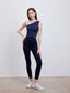 ISLAB057 One shoulder shirring long bra top
