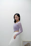 ISLACB015 Sheer shirring long sleeve crop top (4 Colours) (固定胸墊)
