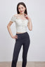 ISLACB039 Puff sleeve ribbon crop top (固定胸墊)