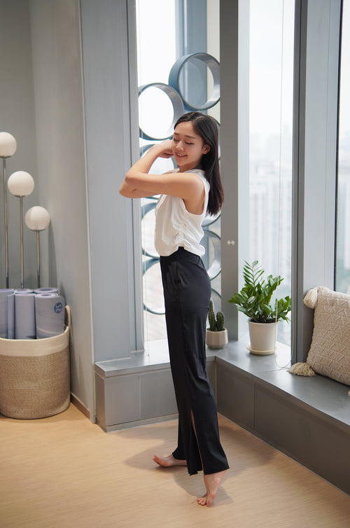 ISLABP001 High waisted slit banding pant (Black)