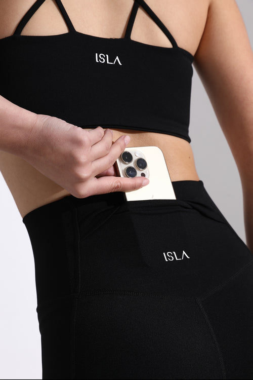 ISLA. Tube top set (褲腳可開叉或綁)(Night black)