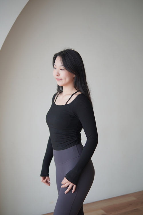 ISLACB012 Swan long sleeve crop top(固定胸墊)