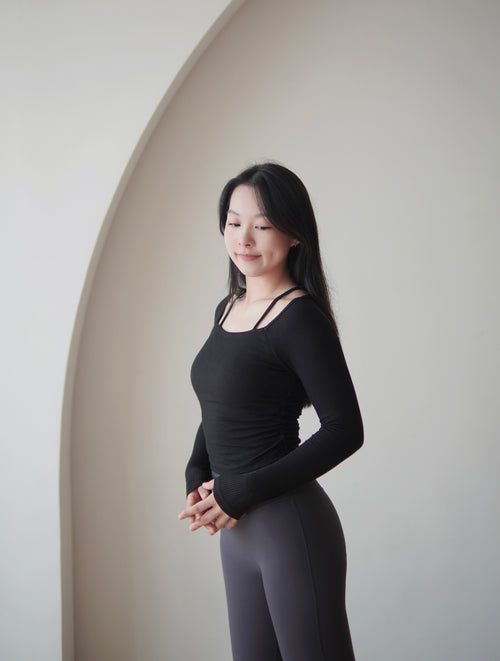 ISLACB012 Swan long sleeve crop top(固定胸墊)