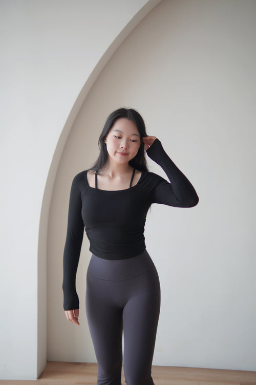 ISLACB012 Swan long sleeve crop top(固定胸墊)