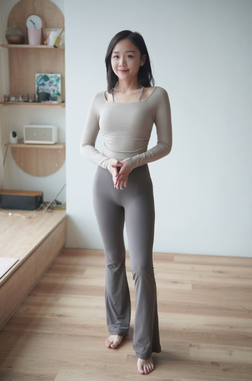 ISLACB012 Swan long sleeve crop top(固定胸墊)