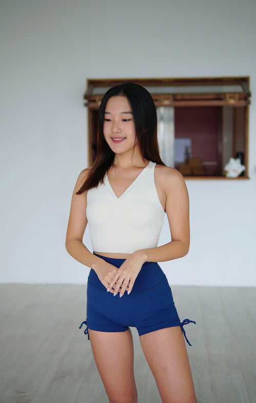 ISLAB013 Button cross back v sport bra top (3色)