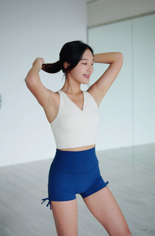 ISLAB013 Button cross back v sport bra top (3色)