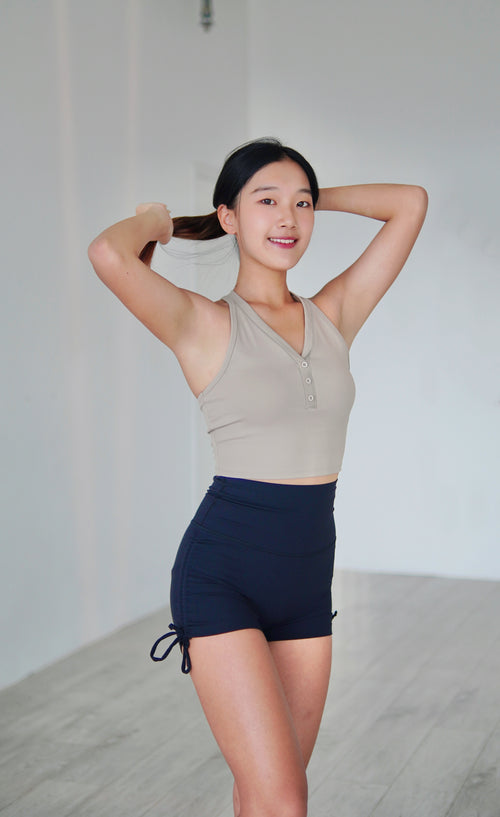 ISLAB013 Button cross back v sport bra top (3色)
