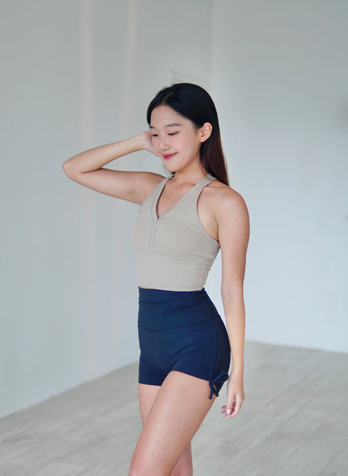 ISLAB013 Button cross back v sport bra top (3色)
