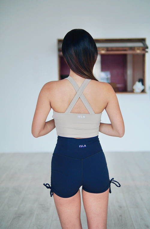 ISLAB013 Button cross back v sport bra top (3色)