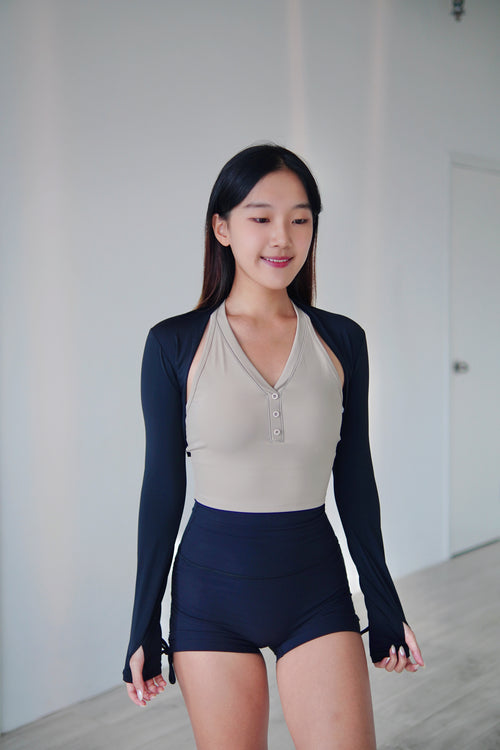 ISLAB013 Button cross back v sport bra top (3色)
