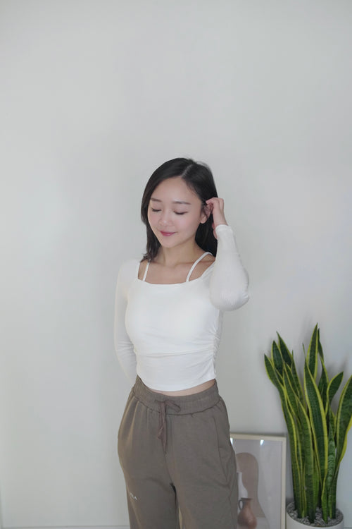 ISLACB012 Swan long sleeve crop top(固定胸墊)