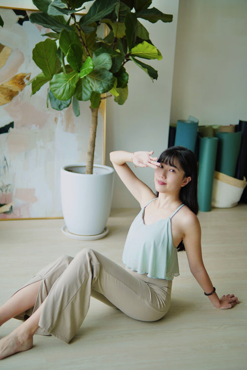 ISLAB015 Sheer layering bra top (4色)(固定胸墊)